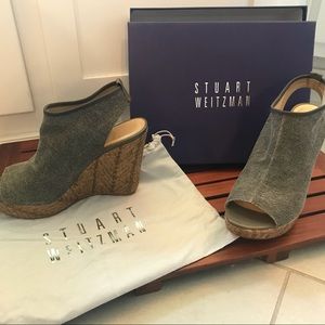 Gray Stuart Weitzman Glover Canvas Stretch Wedges